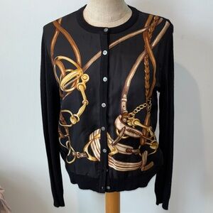 Ralph Lauren Black and gold equestrian cardigan size small NWT